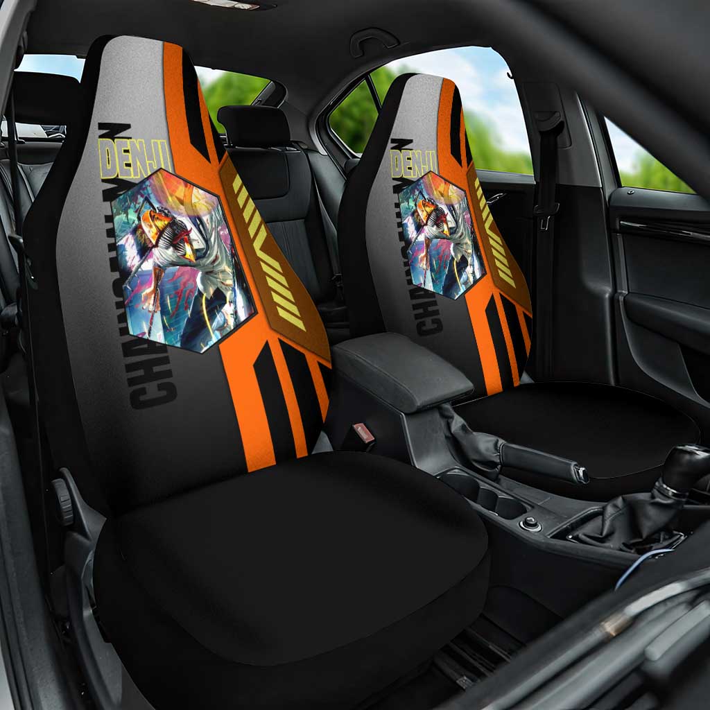 Denji from Chainsaw Man Car Seat Cover with Energetic Posing and Chainsaw Demon Design - The Mazicc