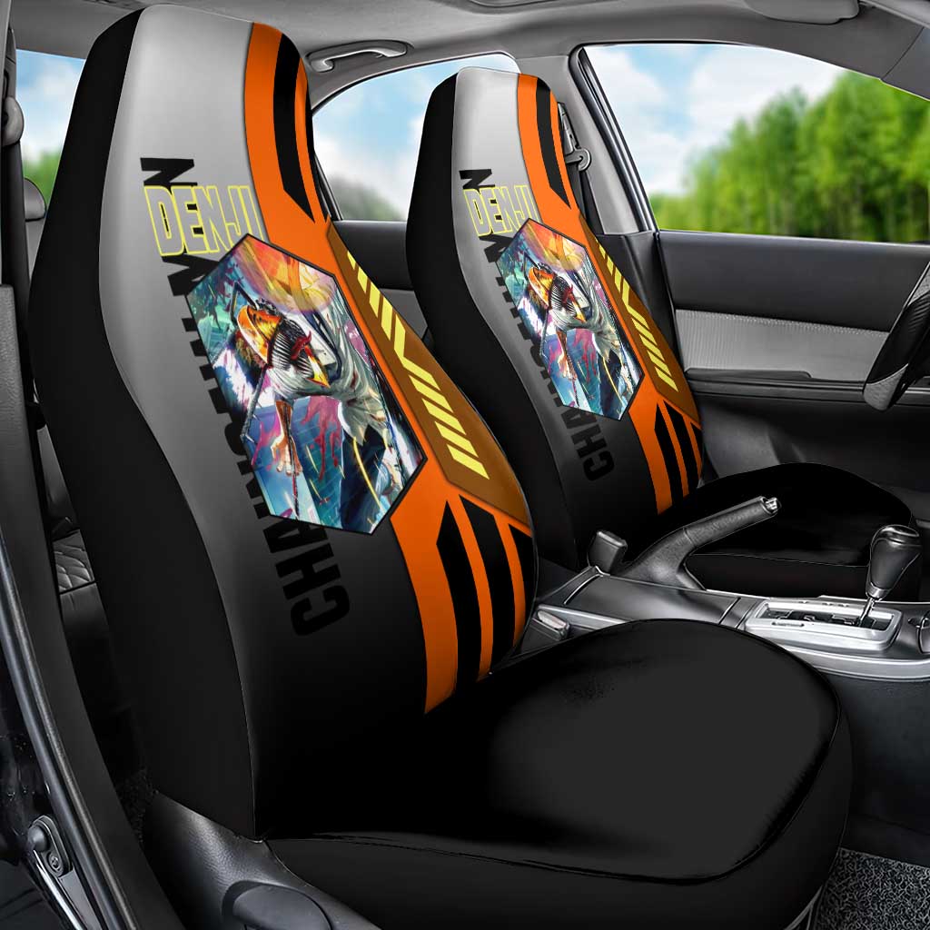 Denji from Chainsaw Man Car Seat Cover with Energetic Posing and Chainsaw Demon Design - The Mazicc