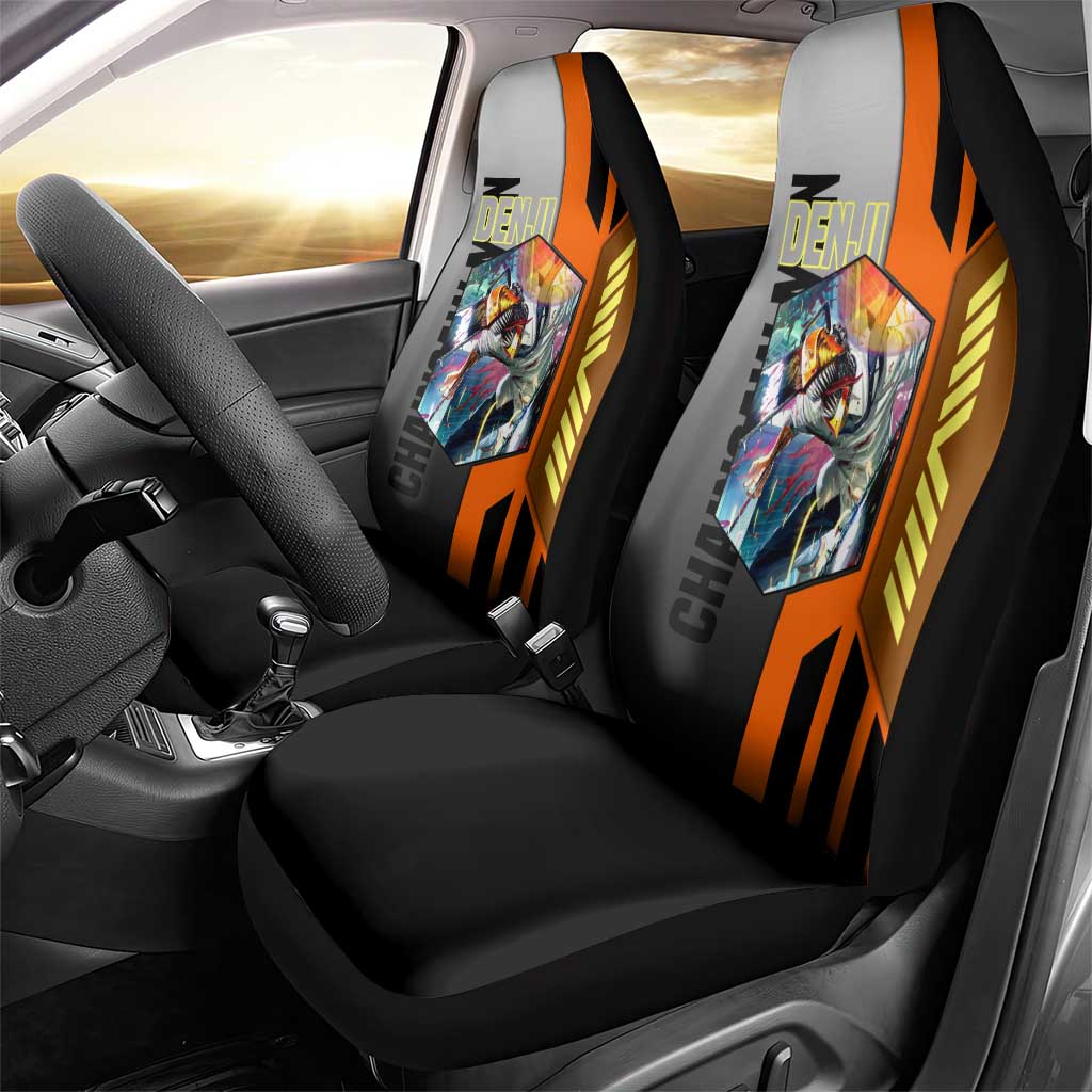 Denji from Chainsaw Man Car Seat Cover with Energetic Posing and Chainsaw Demon Design - The Mazicc