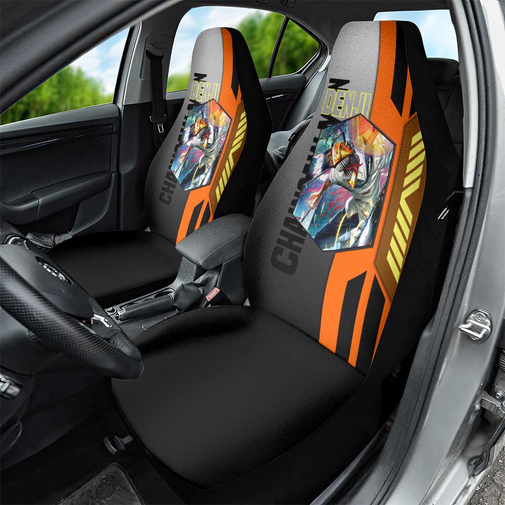 Denji from Chainsaw Man Car Seat Cover with Energetic Posing and Chainsaw Demon Design - The Mazicc