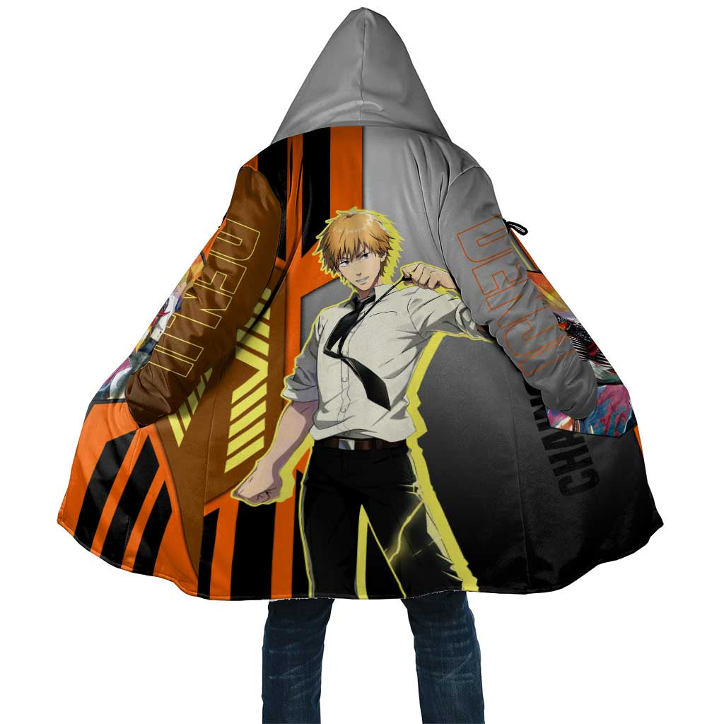 Denji from Chainsaw Man Cloak with Energetic Posing and Chainsaw Demon Design - The Mazicc