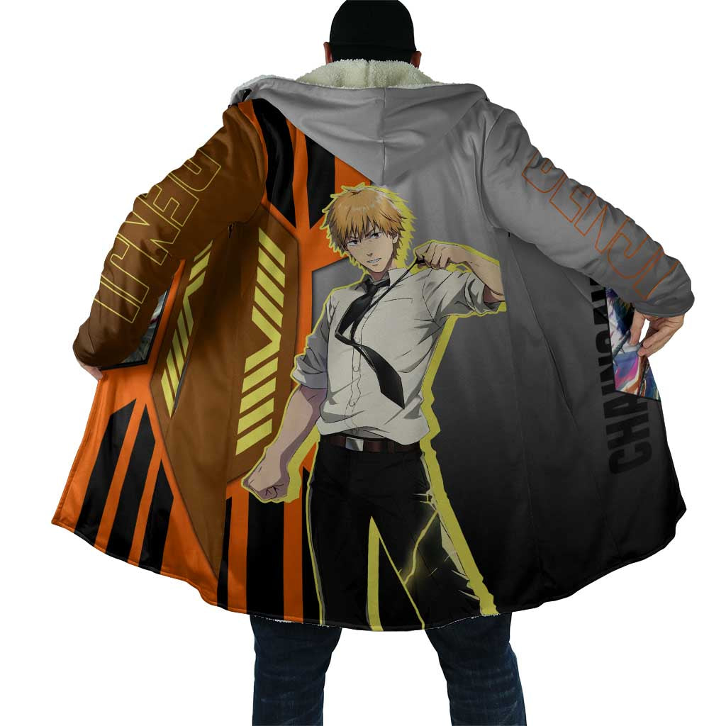 Denji from Chainsaw Man Cloak with Energetic Posing and Chainsaw Demon Design - The Mazicc