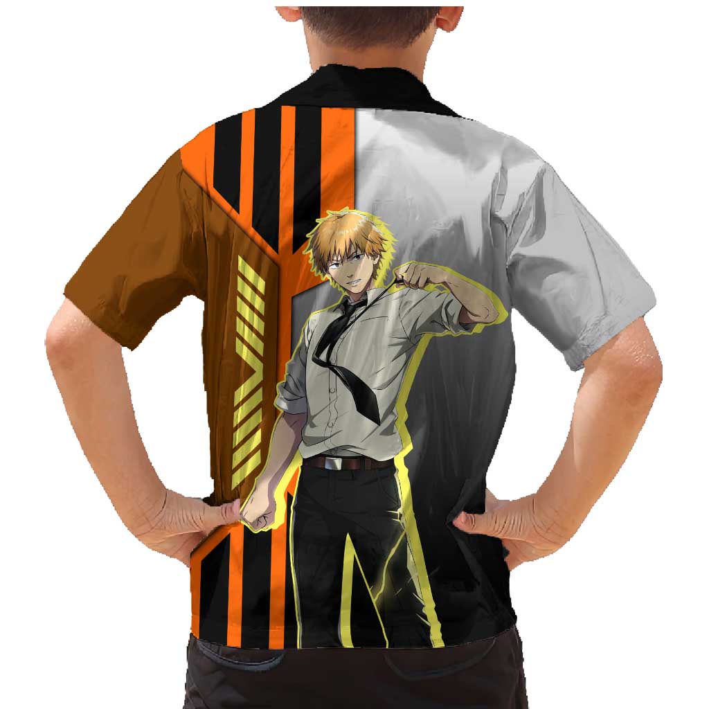 Denji from Chainsaw Man Family Matching Mermaid Dress and Hawaiian Shirt with Energetic Posing and Chainsaw Demon Design - The Mazicc
