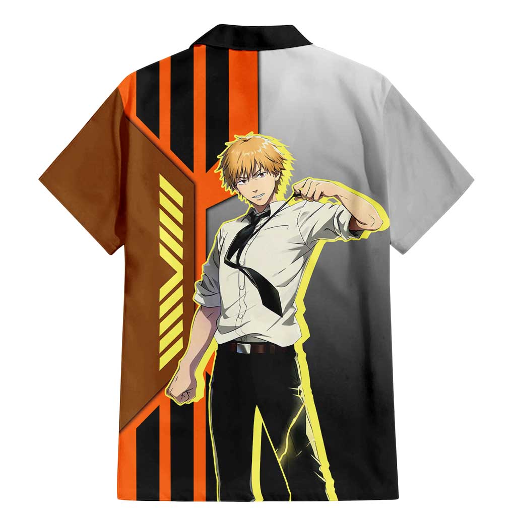Denji from Chainsaw Man Family Matching Mermaid Dress and Hawaiian Shirt with Energetic Posing and Chainsaw Demon Design - The Mazicc