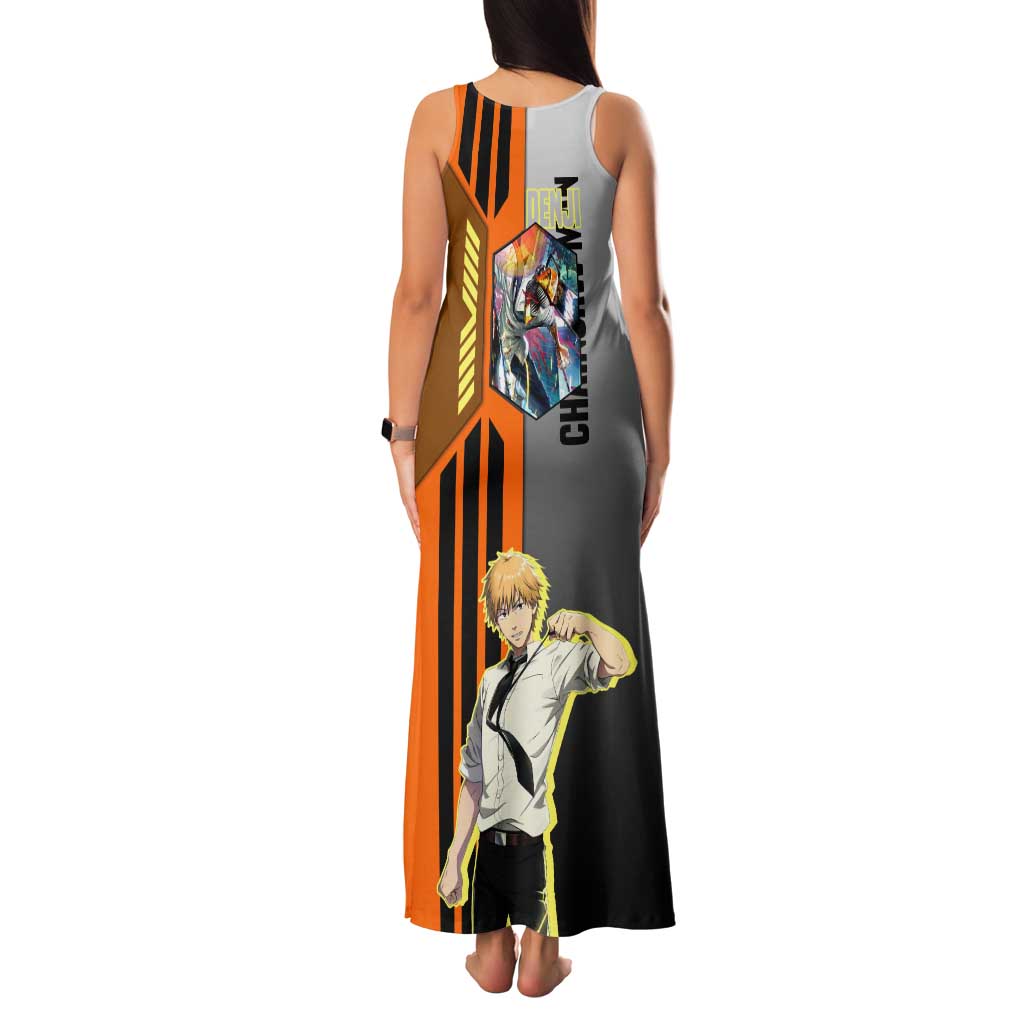 Denji from Chainsaw Man Family Matching Tank Maxi Dress and Hawaiian Shirt with Energetic Posing and Chainsaw Demon Design - The Mazicc