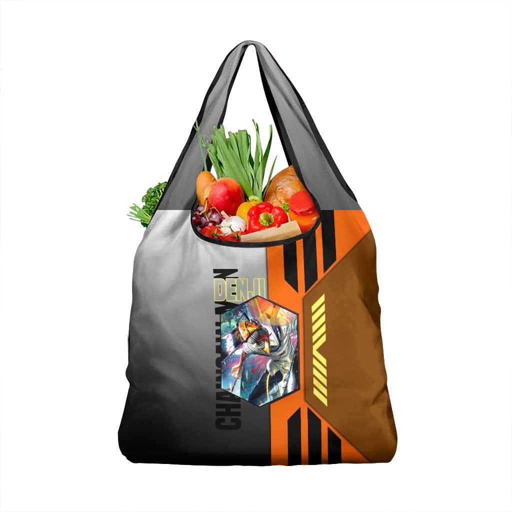 Denji from Chainsaw Man Grocery Bag with Energetic Posing and Chainsaw Demon Design - The Mazicc