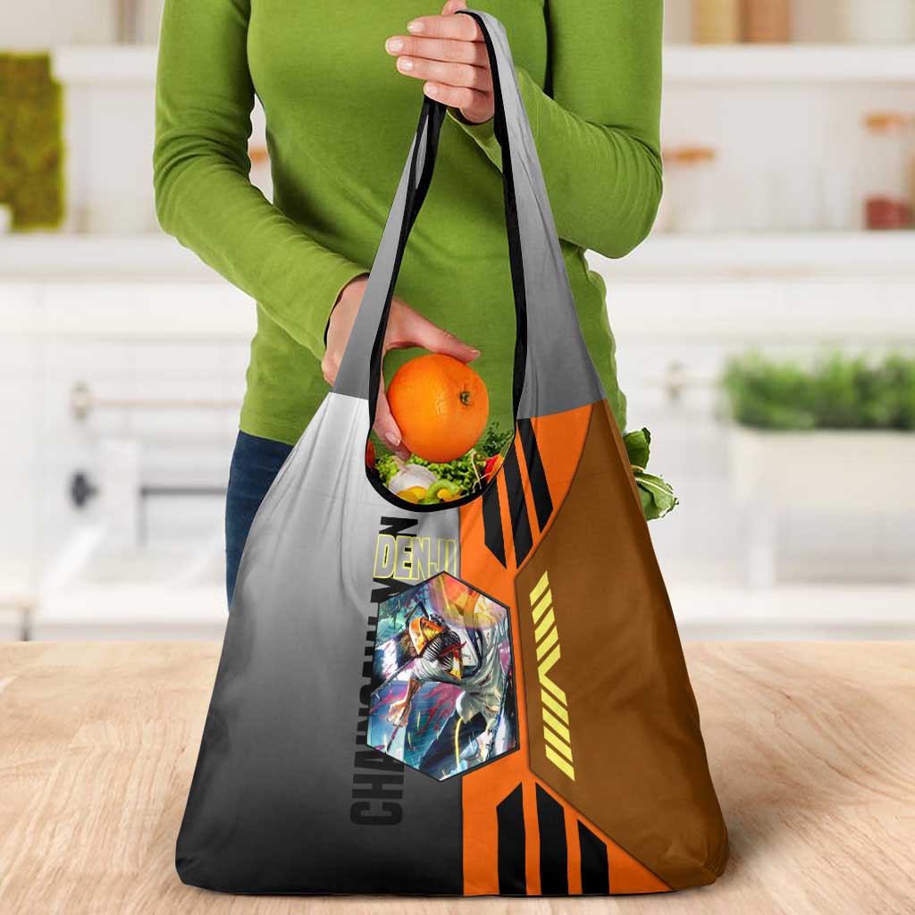 Denji from Chainsaw Man Grocery Bag with Energetic Posing and Chainsaw Demon Design - The Mazicc