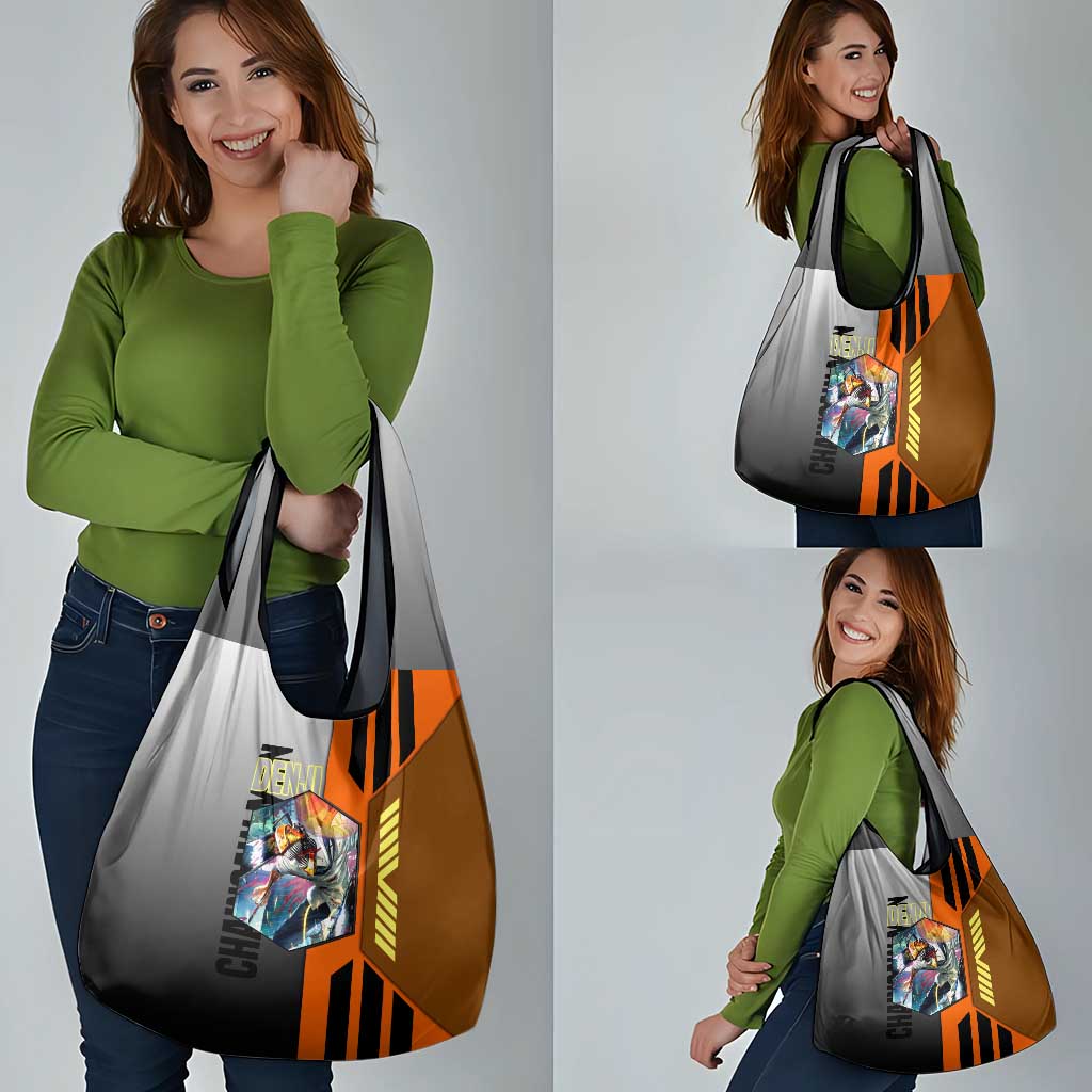 Denji from Chainsaw Man Grocery Bag with Energetic Posing and Chainsaw Demon Design - The Mazicc