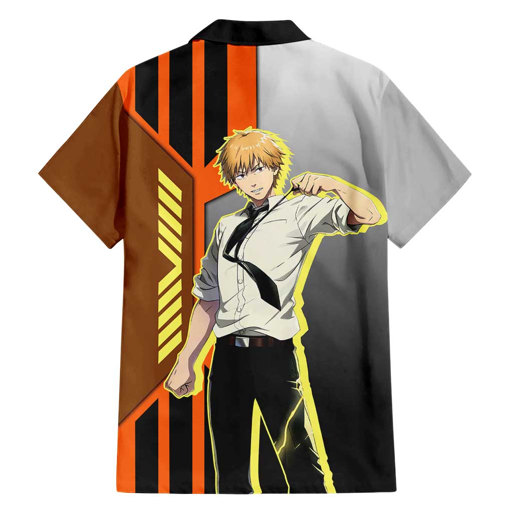 Denji from Chainsaw Man Hawaiian Shirt with Energetic Posing and Chainsaw Demon Design - The Mazicc