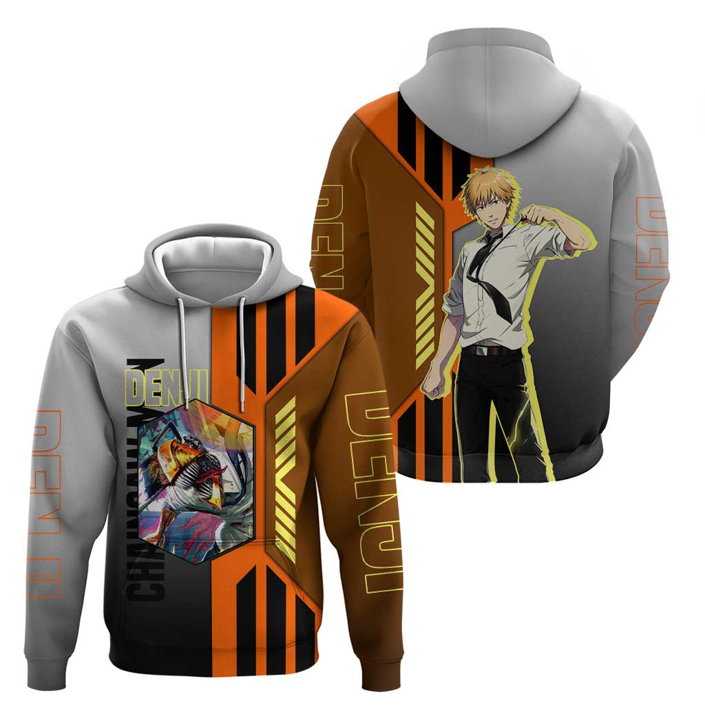 Denji from Chainsaw Man Hoodie with Energetic Posing and Chainsaw Demon Design - The Mazicc