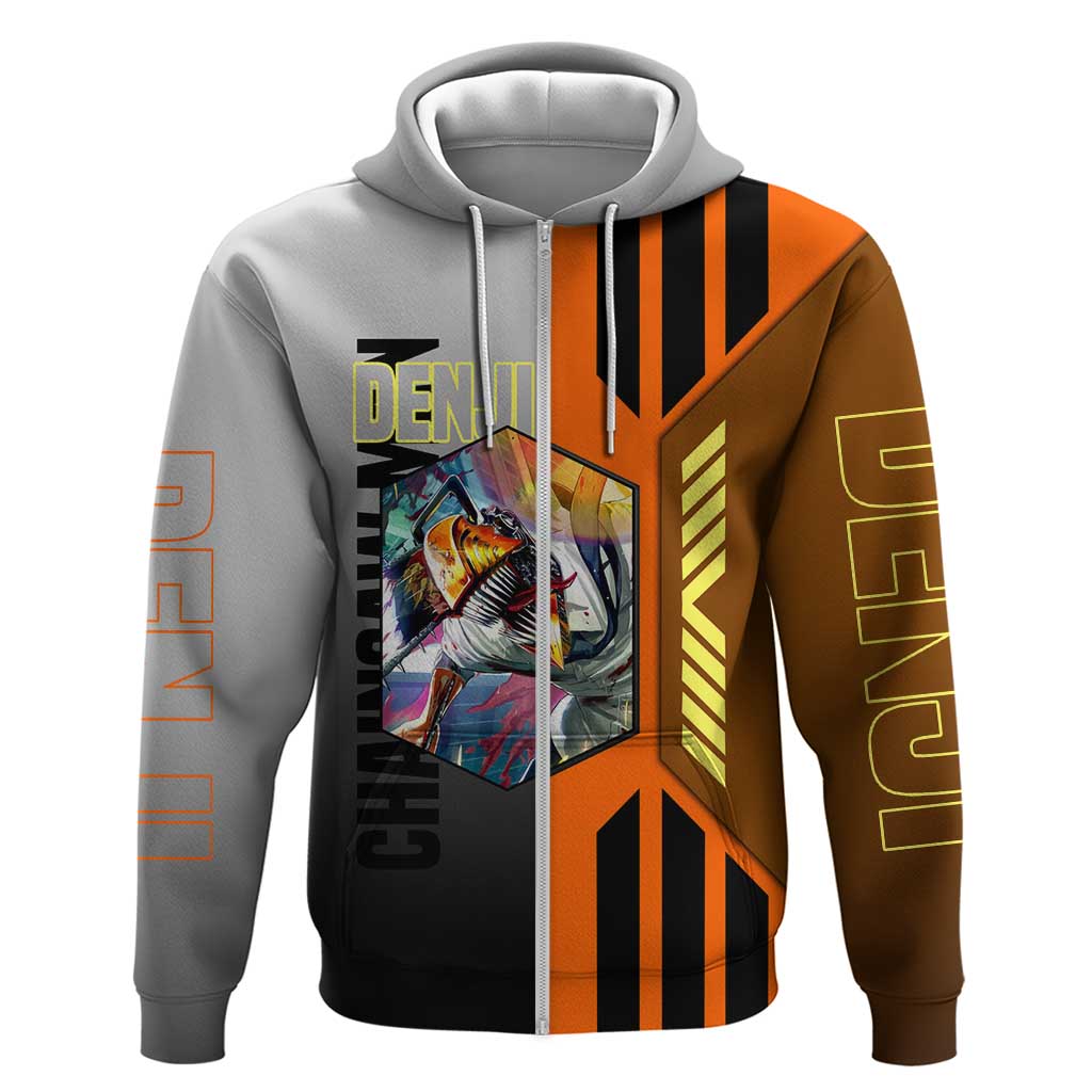 Denji from Chainsaw Man Hoodie with Energetic Posing and Chainsaw Demon Design - The Mazicc