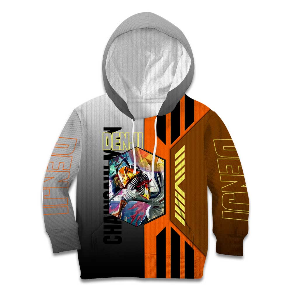Denji from Chainsaw Man Kid Hoodie with Energetic Posing and Chainsaw Demon Design - The Mazicc