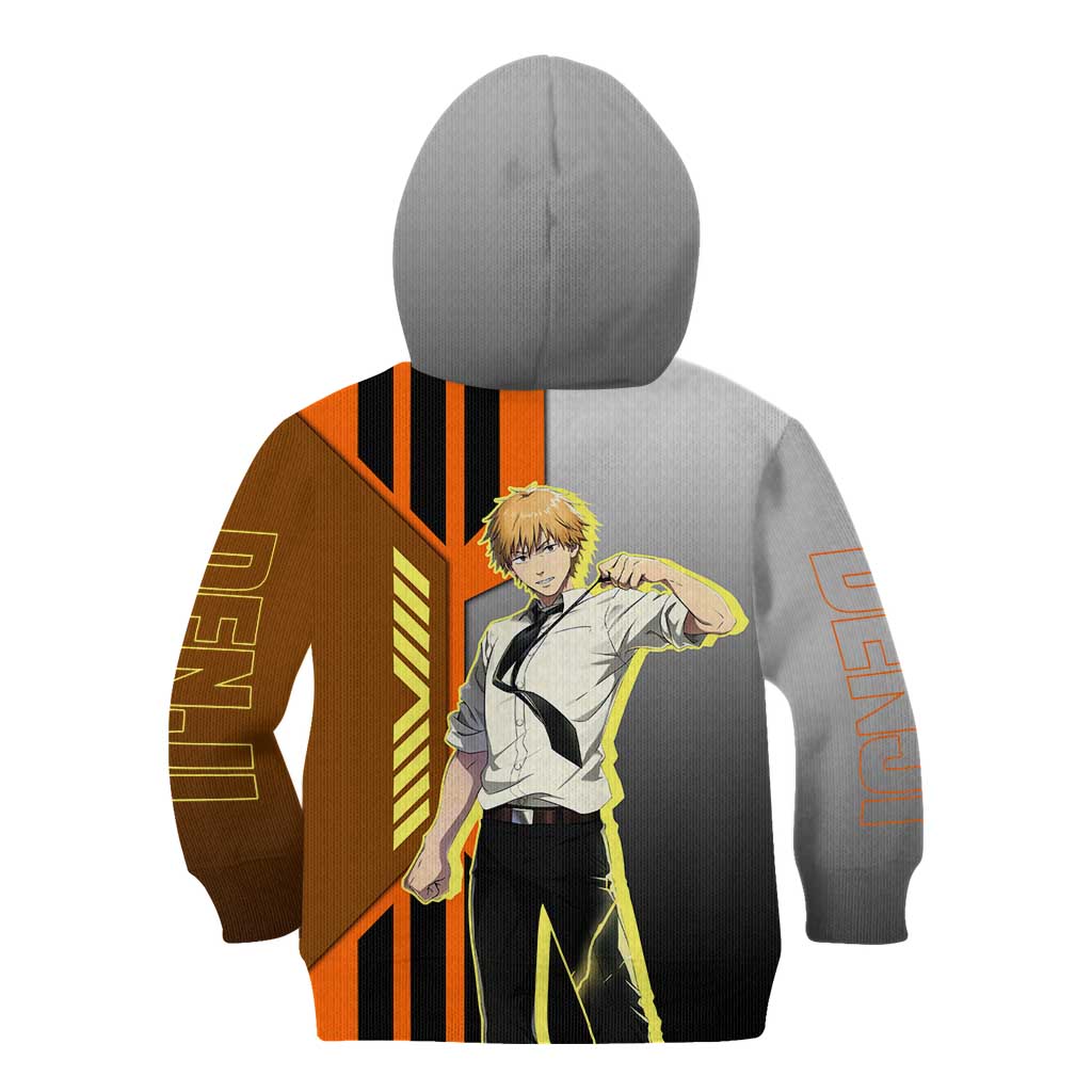Denji from Chainsaw Man Kid Hoodie with Energetic Posing and Chainsaw Demon Design - The Mazicc