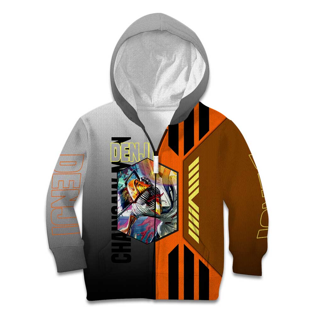 Denji from Chainsaw Man Kid Hoodie with Energetic Posing and Chainsaw Demon Design - The Mazicc