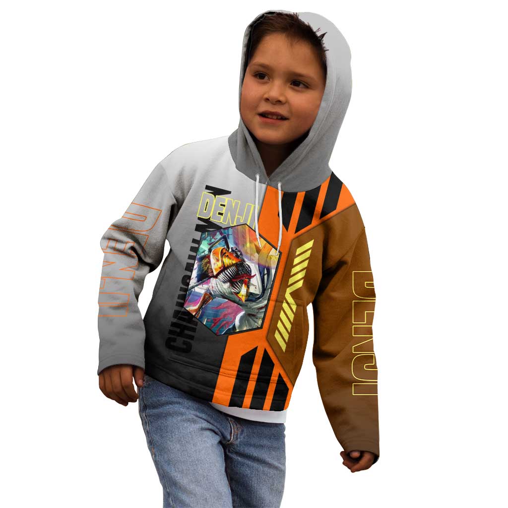 Denji from Chainsaw Man Kid Hoodie with Energetic Posing and Chainsaw Demon Design - The Mazicc