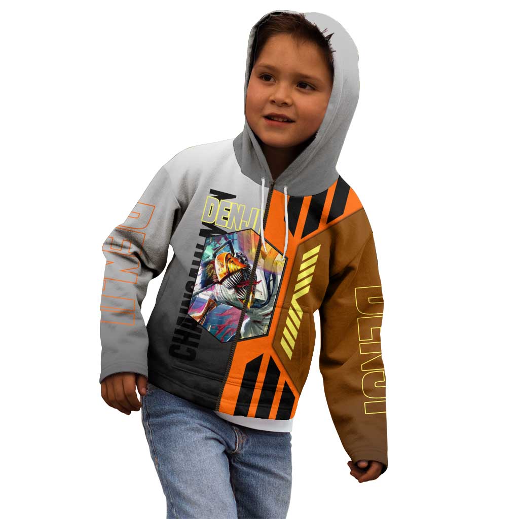 Denji from Chainsaw Man Kid Hoodie with Energetic Posing and Chainsaw Demon Design - The Mazicc