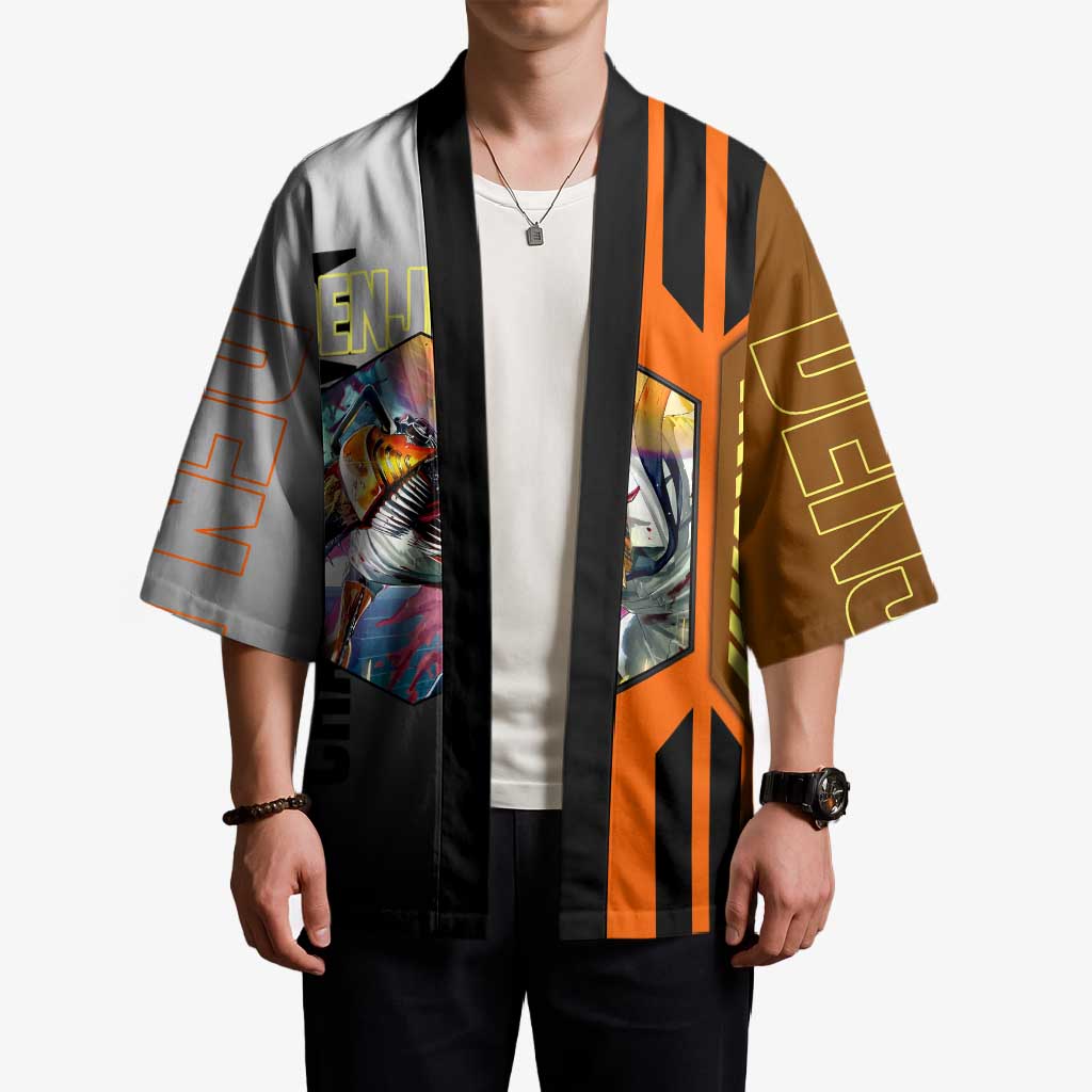 Denji from Chainsaw Man Kimono with Energetic Posing and Chainsaw Demon Design - The Mazicc