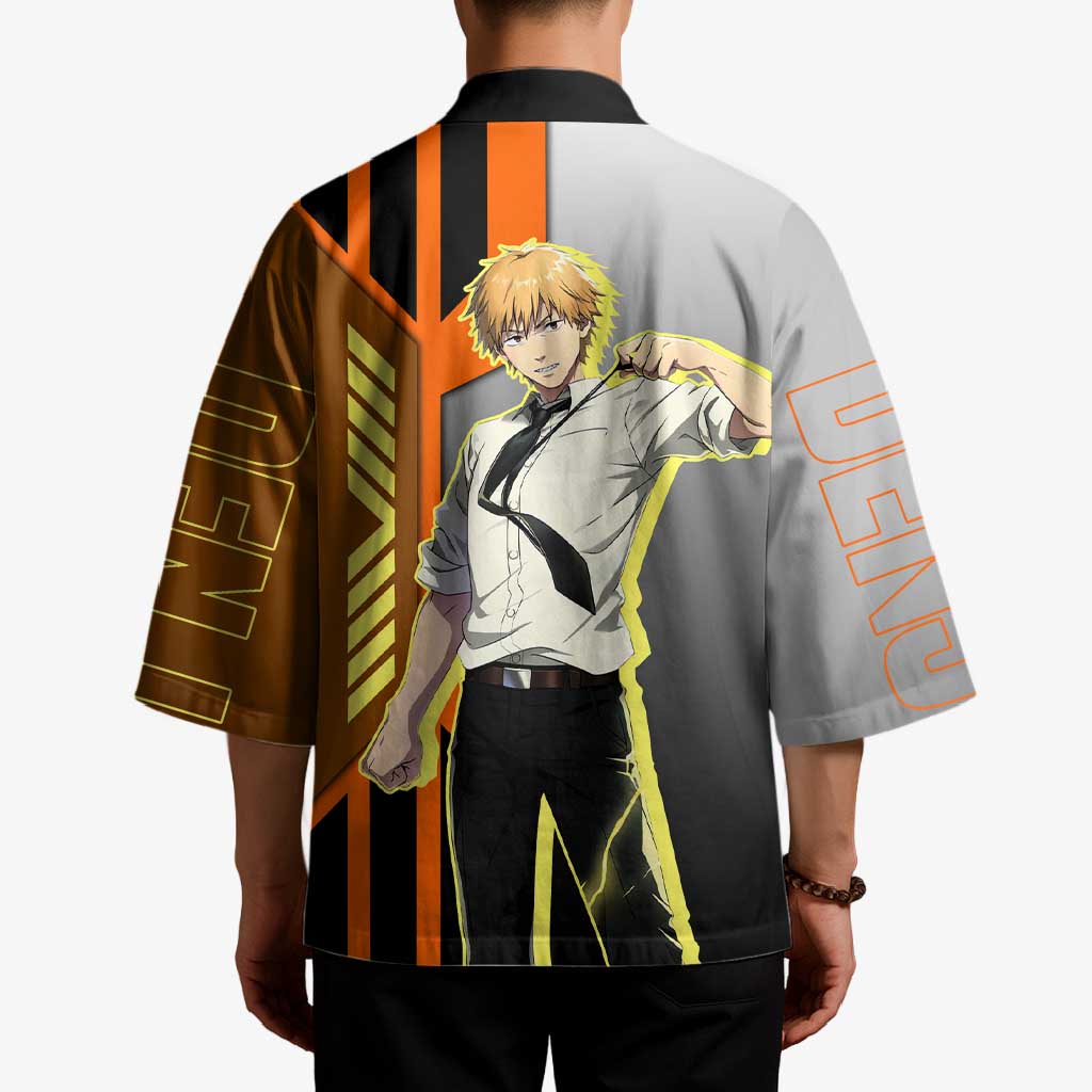 Denji from Chainsaw Man Kimono with Energetic Posing and Chainsaw Demon Design - The Mazicc