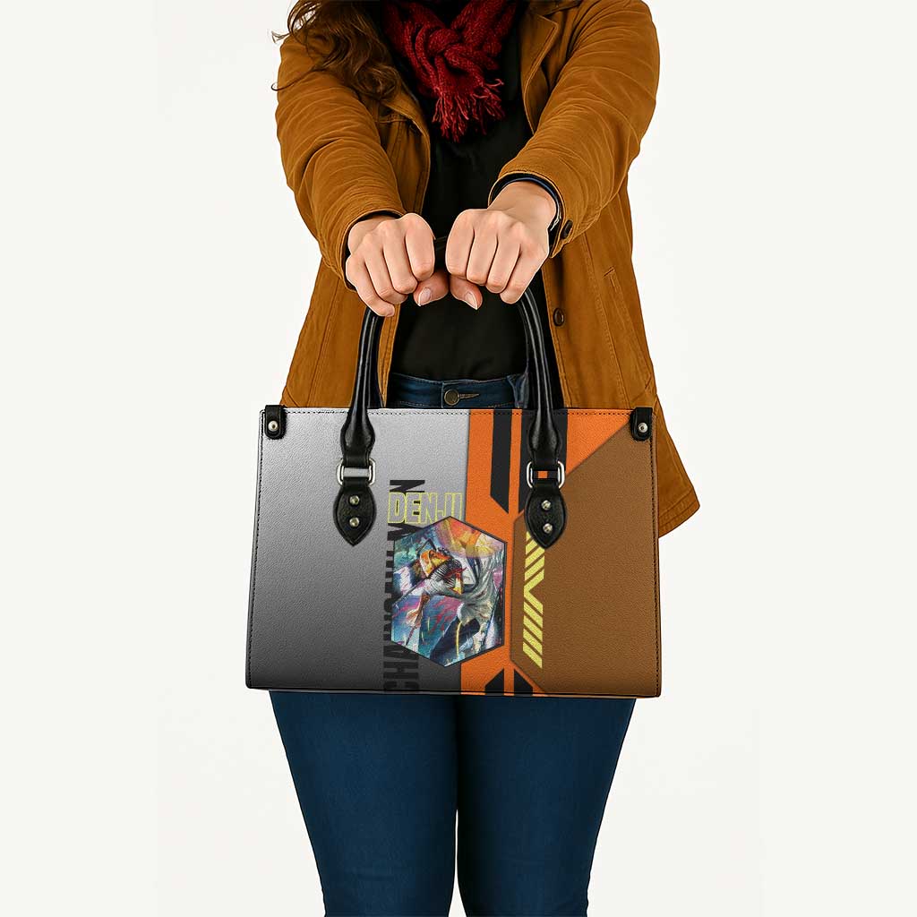 Denji from Chainsaw Man Leather Bag with Energetic Posing and Chainsaw Demon Design - The Mazicc