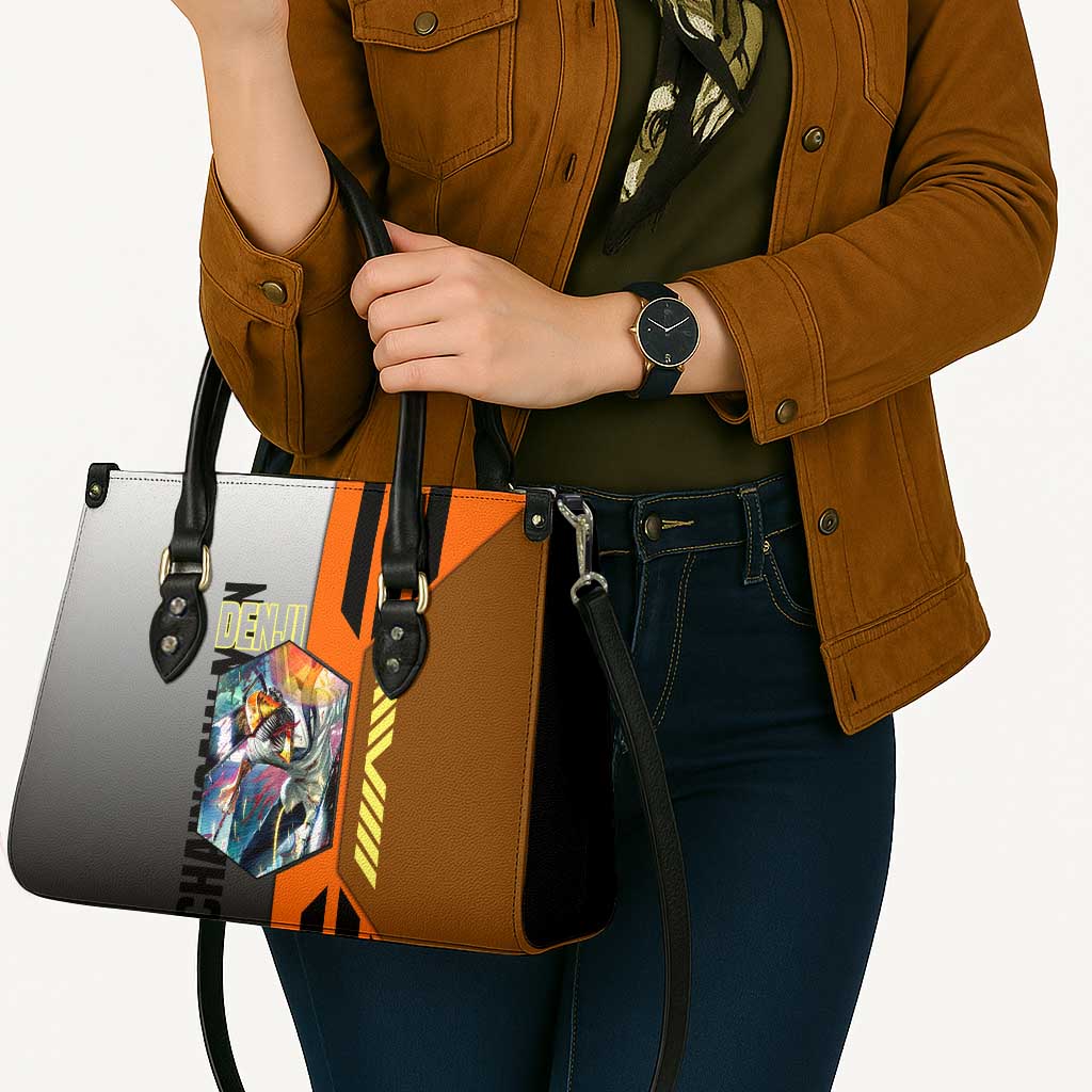 Denji from Chainsaw Man Leather Bag with Energetic Posing and Chainsaw Demon Design - The Mazicc