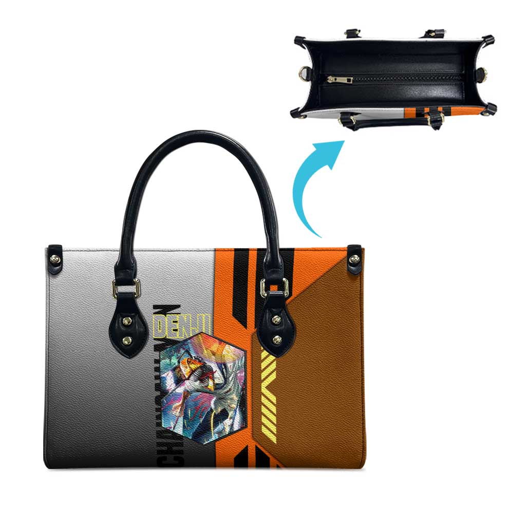 Denji from Chainsaw Man Leather Bag with Energetic Posing and Chainsaw Demon Design - The Mazicc