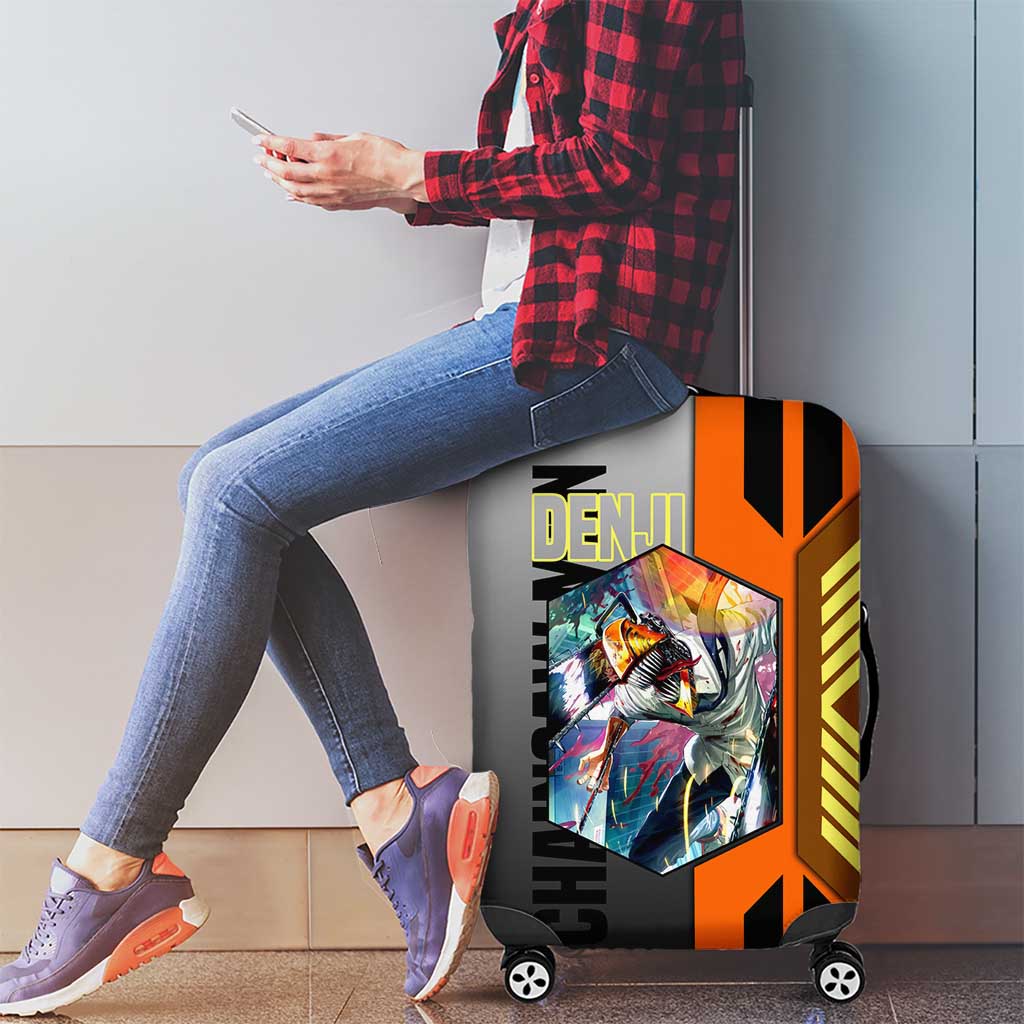 Denji from Chainsaw Man Luggage Cover with Energetic Posing and Chainsaw Demon Design - The Mazicc