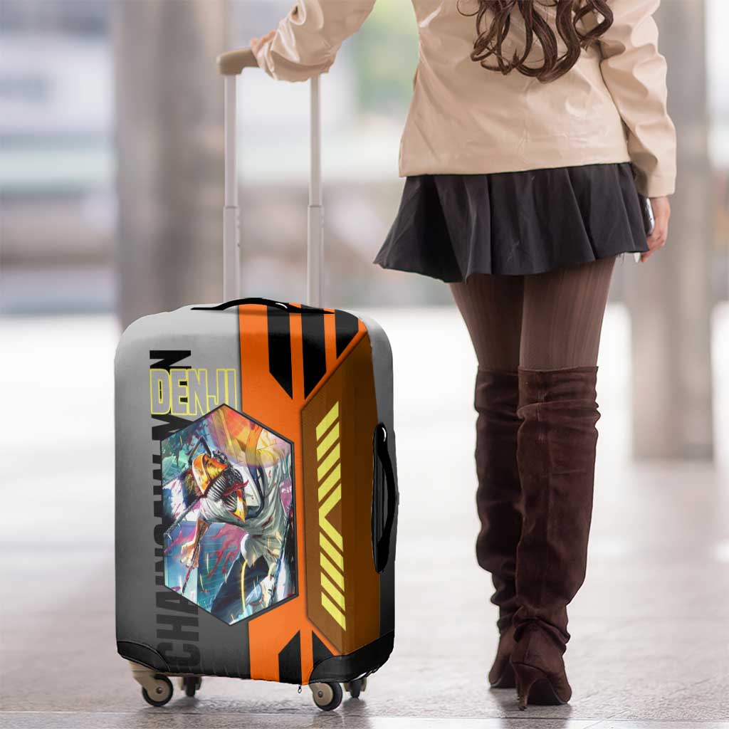 Denji from Chainsaw Man Luggage Cover with Energetic Posing and Chainsaw Demon Design - The Mazicc