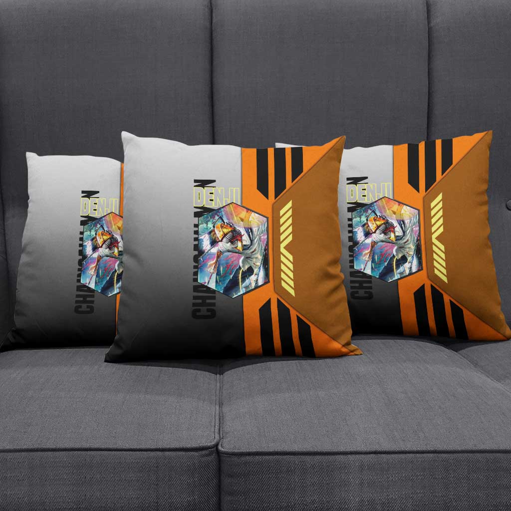 Denji from Chainsaw Man Pillow Cover with Energetic Posing and Chainsaw Demon Design - The Mazicc