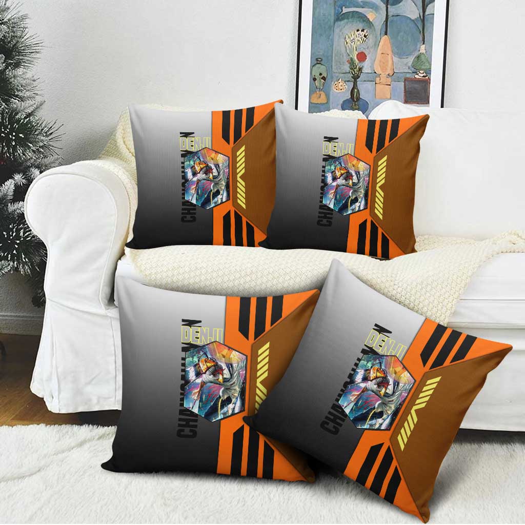 Denji from Chainsaw Man Pillow Cover with Energetic Posing and Chainsaw Demon Design - The Mazicc