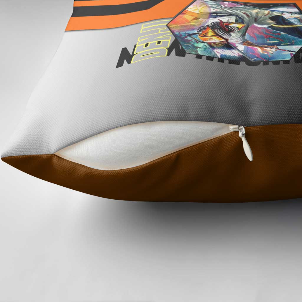 Denji from Chainsaw Man Pillow Cover with Energetic Posing and Chainsaw Demon Design - The Mazicc