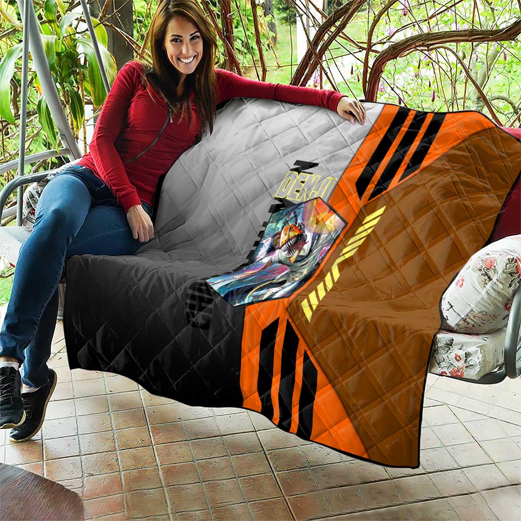 Denji from Chainsaw Man Quilt with Energetic Posing and Chainsaw Demon Design - The Mazicc