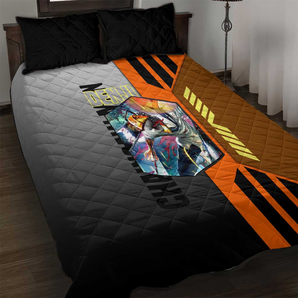 Denji from Chainsaw Man Quilt Bed Set with Energetic Posing and Chainsaw Demon Design - The Mazicc