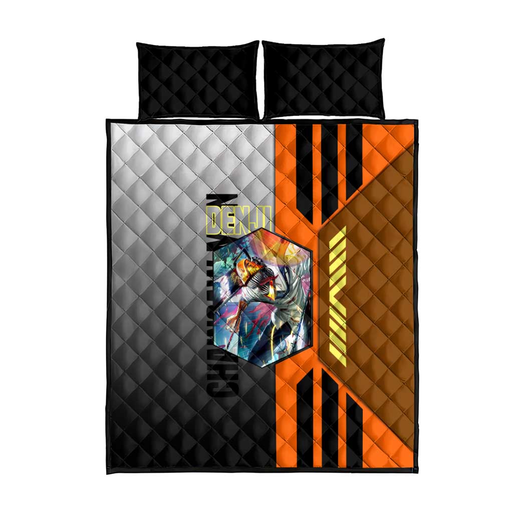 Denji from Chainsaw Man Quilt Bed Set with Energetic Posing and Chainsaw Demon Design - The Mazicc