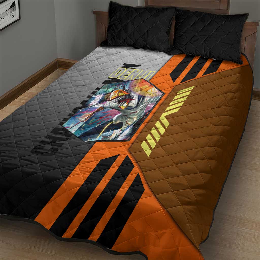 Denji from Chainsaw Man Quilt Bed Set with Energetic Posing and Chainsaw Demon Design - The Mazicc