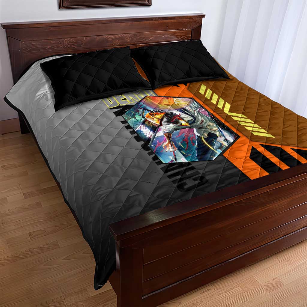Denji from Chainsaw Man Quilt Bed Set with Energetic Posing and Chainsaw Demon Design - The Mazicc