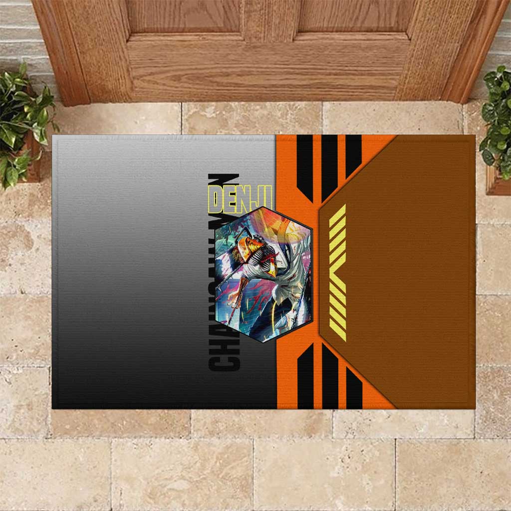 Denji from Chainsaw Man Rubber Doormat with Energetic Posing and Chainsaw Demon Design - The Mazicc
