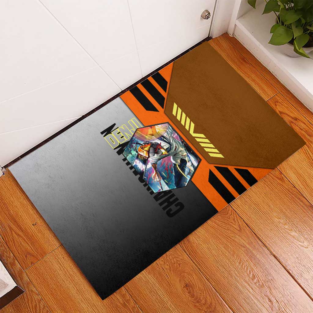 Denji from Chainsaw Man Rubber Doormat with Energetic Posing and Chainsaw Demon Design - The Mazicc