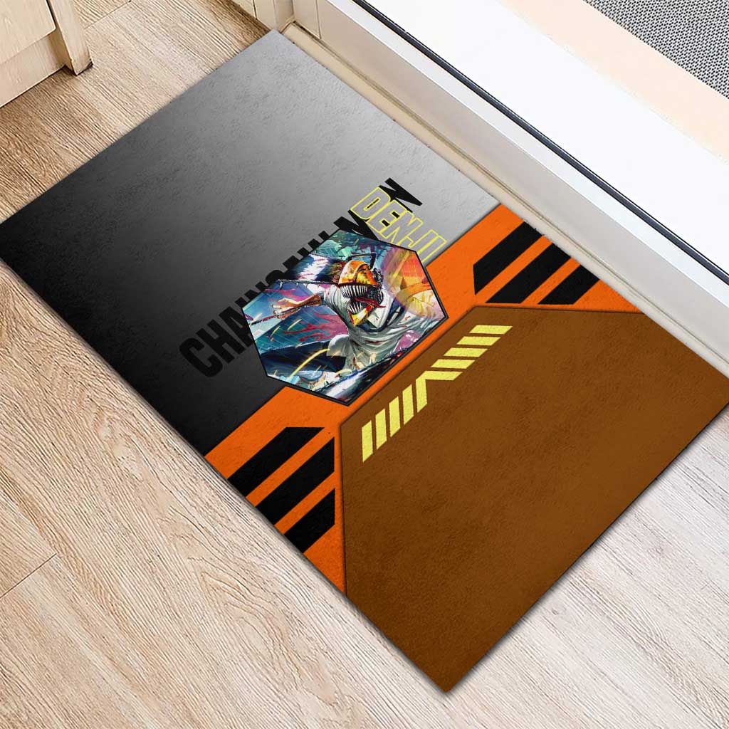 Denji from Chainsaw Man Rubber Doormat with Energetic Posing and Chainsaw Demon Design - The Mazicc