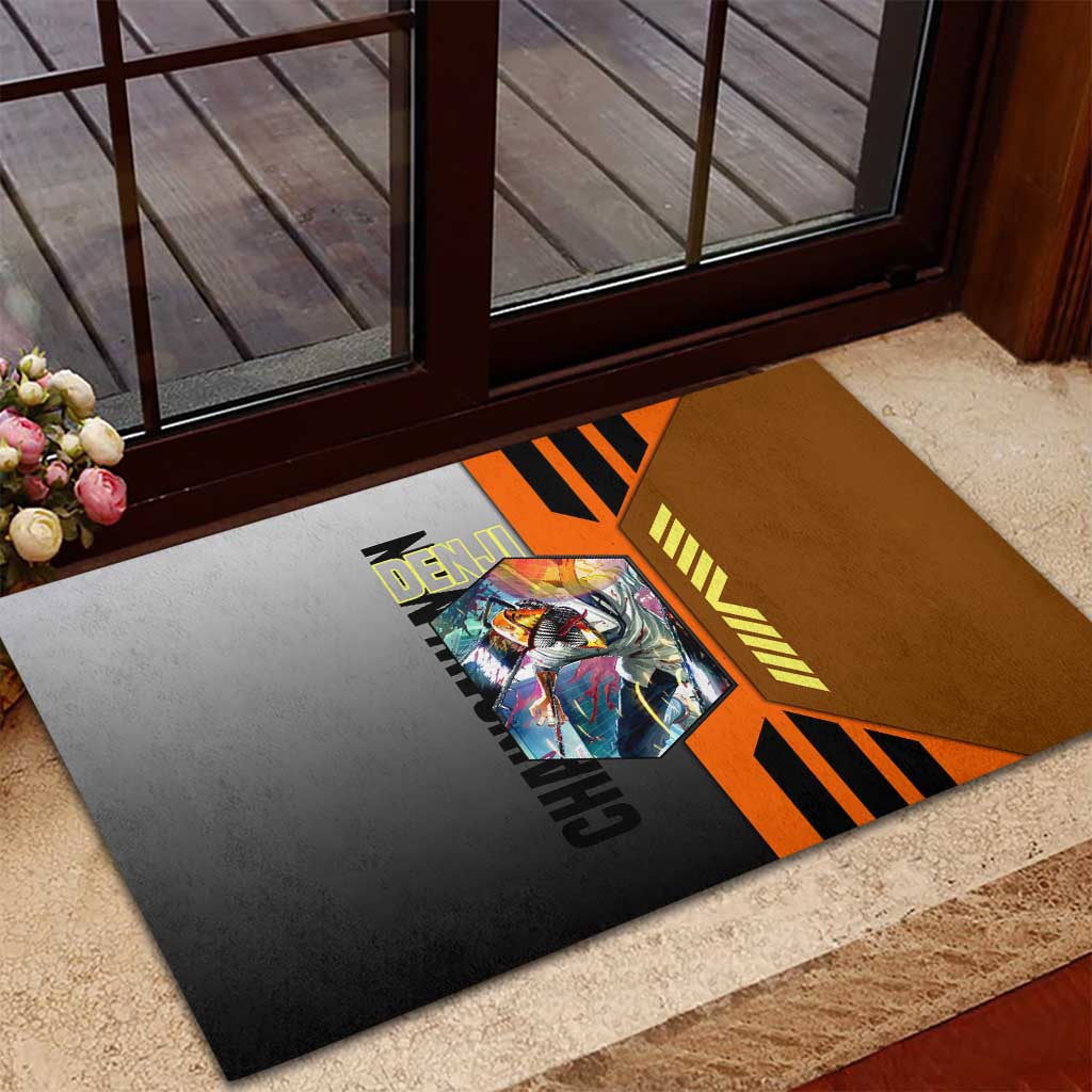 Denji from Chainsaw Man Rubber Doormat with Energetic Posing and Chainsaw Demon Design - The Mazicc