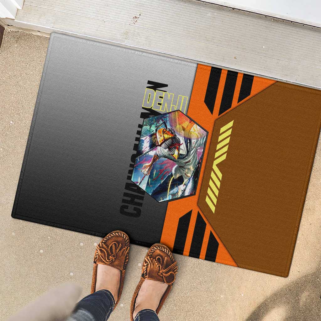 Denji from Chainsaw Man Rubber Doormat with Energetic Posing and Chainsaw Demon Design - The Mazicc