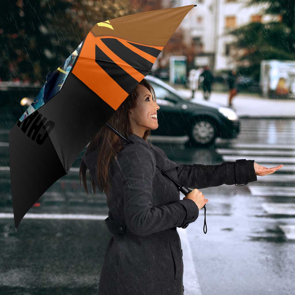Denji from Chainsaw Man Umbrella with Energetic Posing and Chainsaw Demon Design - The Mazicc