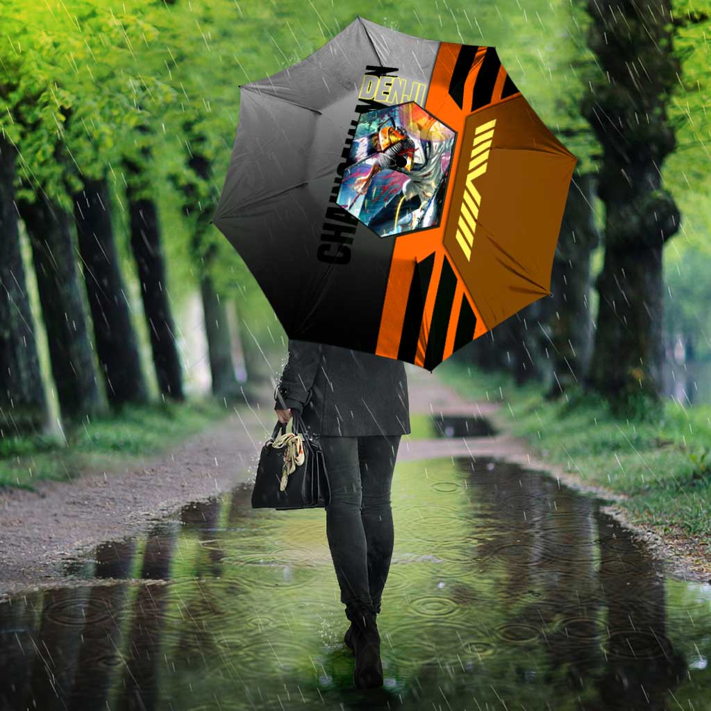 Denji from Chainsaw Man Umbrella with Energetic Posing and Chainsaw Demon Design - The Mazicc