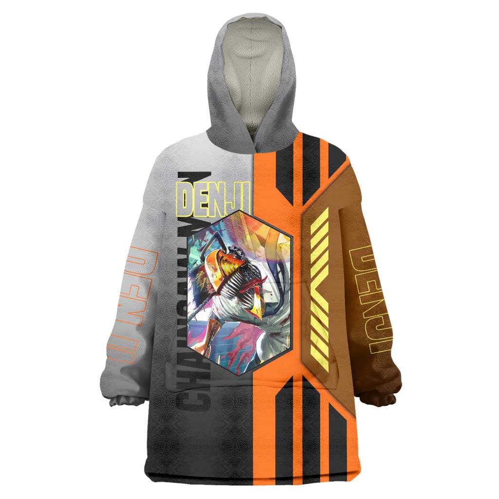 Denji from Chainsaw Man Wearable Blanket Hoodie with Energetic Posing and Chainsaw Demon Design - The Mazicc