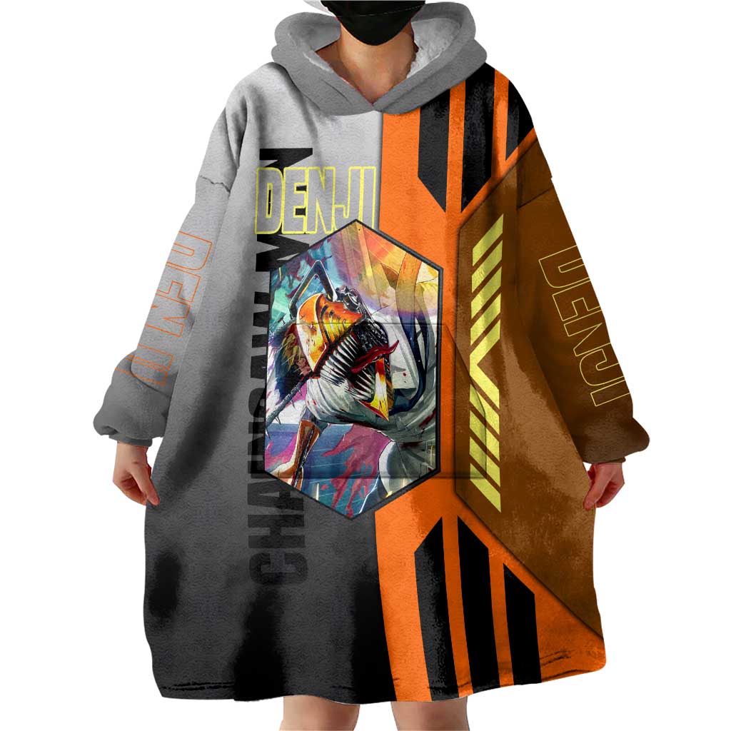Denji from Chainsaw Man Wearable Blanket Hoodie with Energetic Posing and Chainsaw Demon Design - The Mazicc