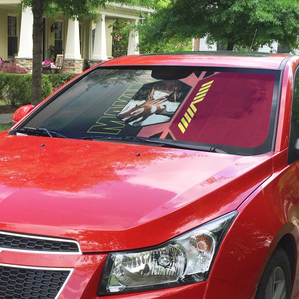 Makima from Chainsaw Man Auto Sun Shade with Cool Posing and Character Design - The Mazicc