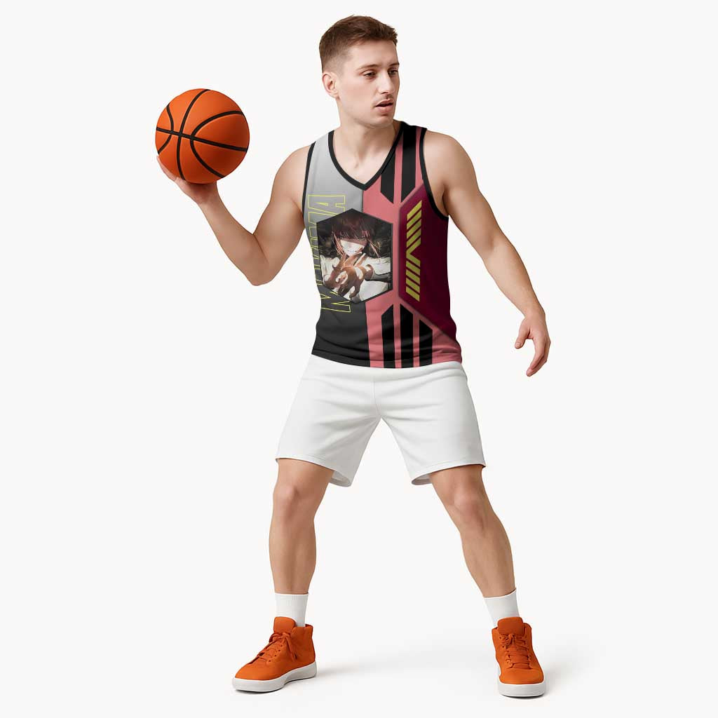 Makima from Chainsaw Man Basketball Jersey with Cool Posing and Character Design - The Mazicc