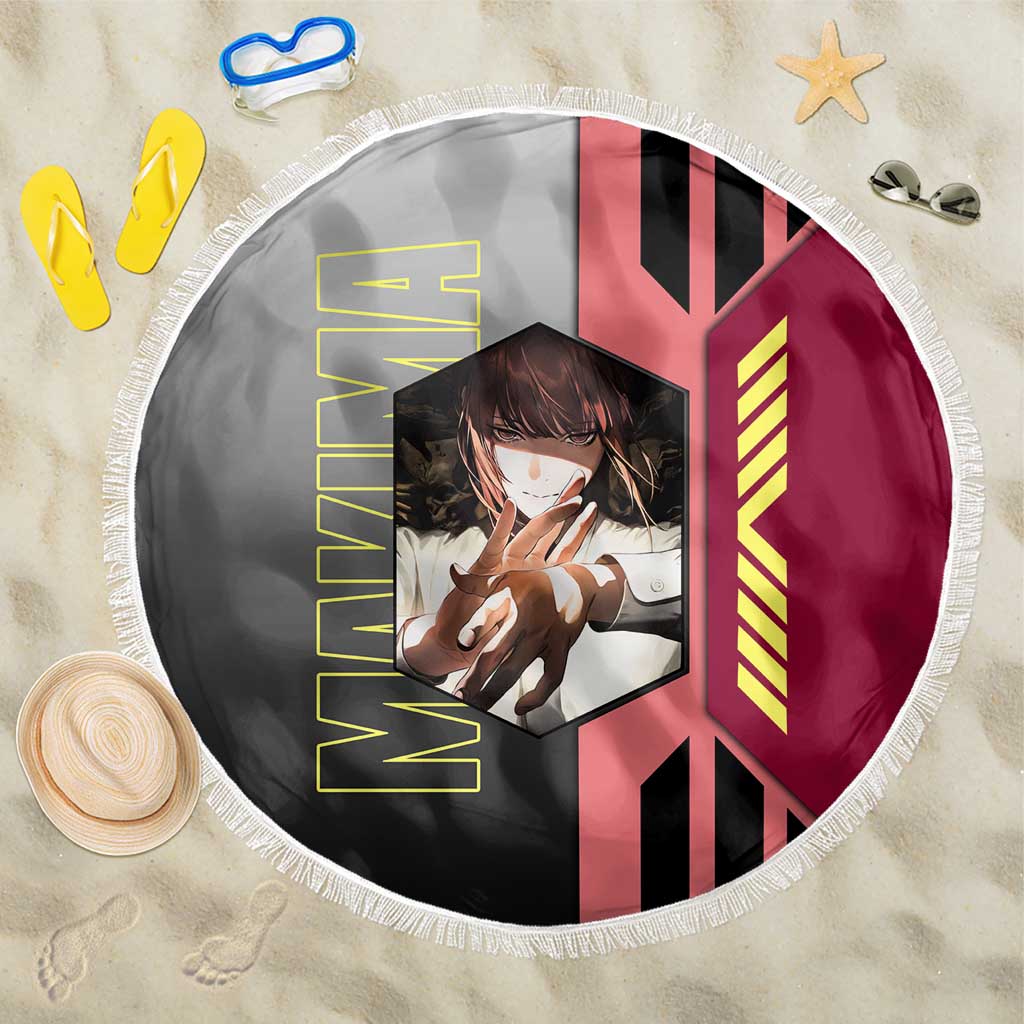 Makima from Chainsaw Man Beach Blanket with Cool Posing and Character Design - The Mazicc