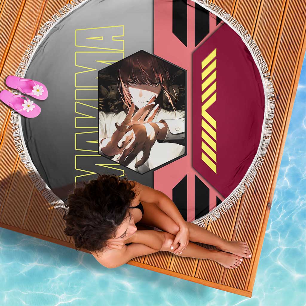 Makima from Chainsaw Man Beach Blanket with Cool Posing and Character Design - The Mazicc