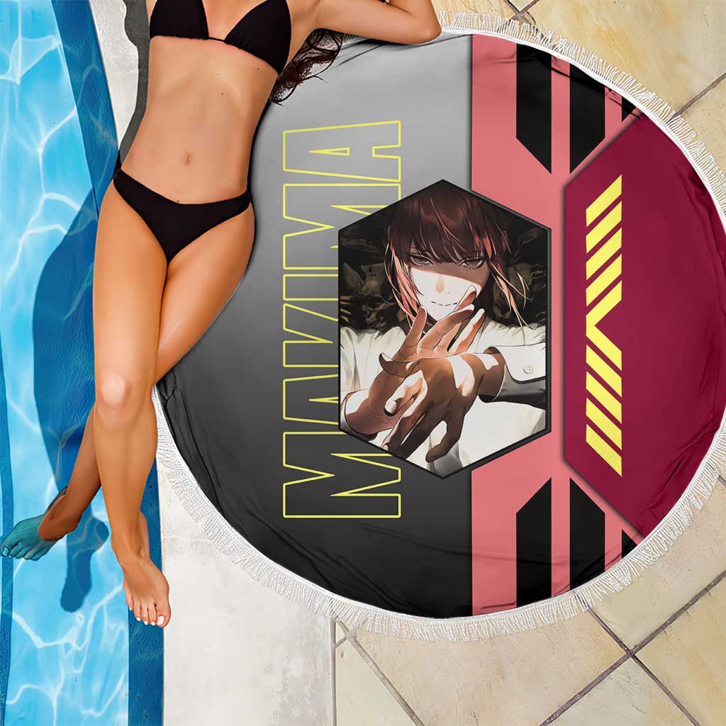 Makima from Chainsaw Man Beach Blanket with Cool Posing and Character Design - The Mazicc