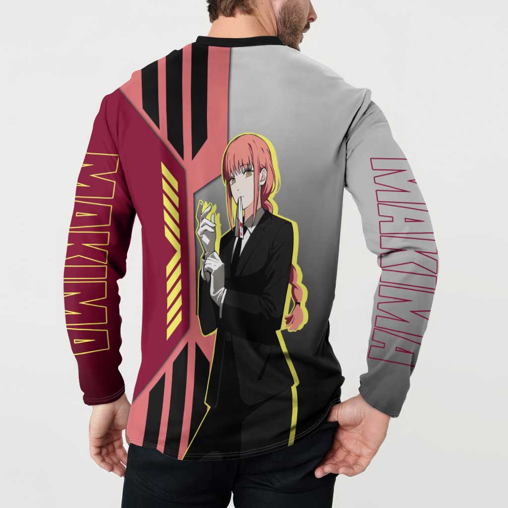 Makima from Chainsaw Man Button Sweatshirt with Cool Posing and Character Design - The Mazicc